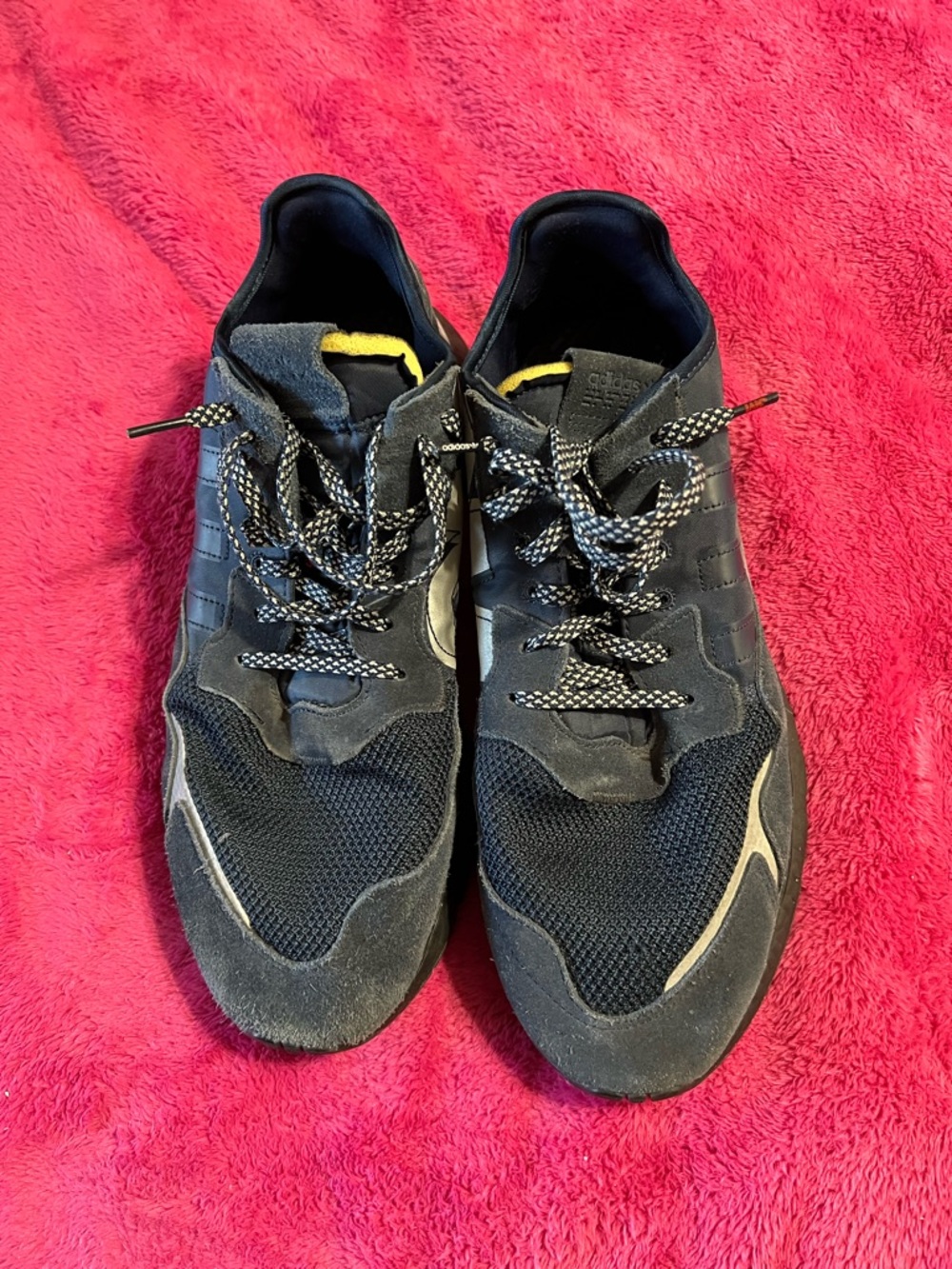 adidas Men's Black Athletic Sneakers with Yellow Lining